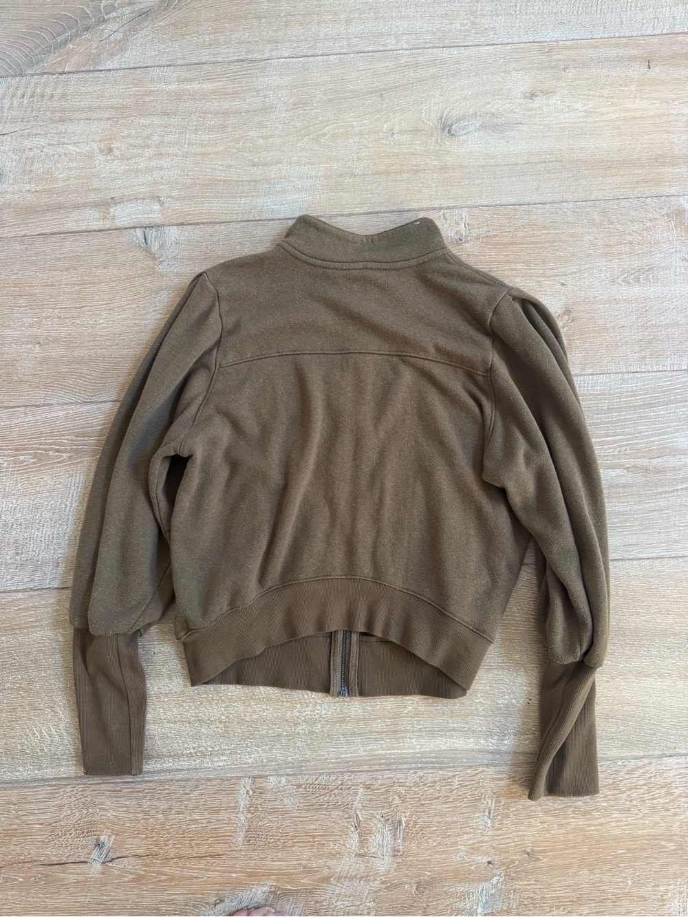 Free People Olive Brown Puff-Sleeve Jacket - Picture 3 of 5